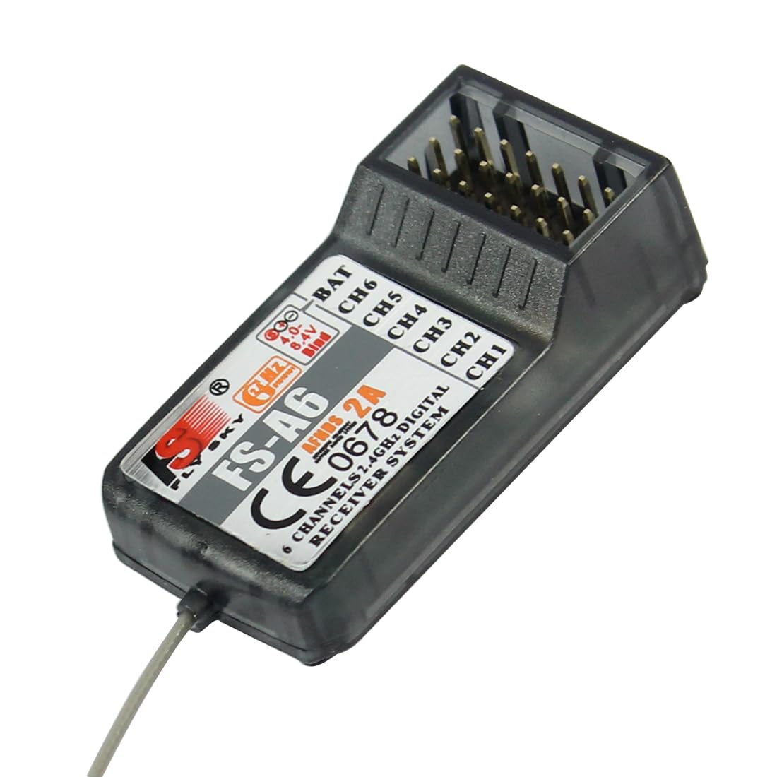 Récepteur Flysky FS-A6 2,4 G 6 canaux pour émetteur RC destiné aux Avions RC, Planeurs et hélicoptères