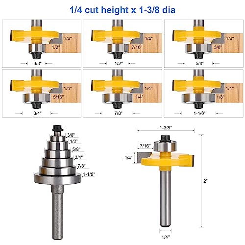 Palawaik RABBET ROUTER BIT Bit Set With 6 Bearings Set thumb #1