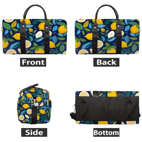 Summer Fruits Lemon Travel Duffel bag for Men Women Weekender Overnight Bag Gym Bag Carry On Luggage Bags for Yoga Workout Sports2