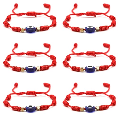 Evil Eye 7 Knot Lucky Bracelets Adjustable Red String Amulet for Women Men