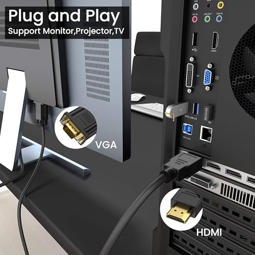 Image of Wanme HDMI to VGA Cable, 1080P@60Hz Uni-Directional HDMI Source to VGA Display Cable (Male to Male) Compatible for Computer, Desktop, Laptop, PC, Monitor, Projector, HDTV, Roku, Xbox, PS5 (3.3FT)