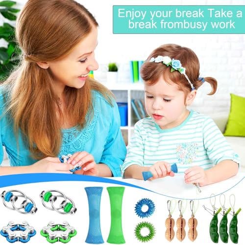 HA BIN 14 Stücke Fidget Toys Set, Stimming Toys Autism, Anti Stress Spielzeug Set, für Erwachsene und Kinder, Zappelspielzeug, Spinner, Stressabbau-Spielzeug