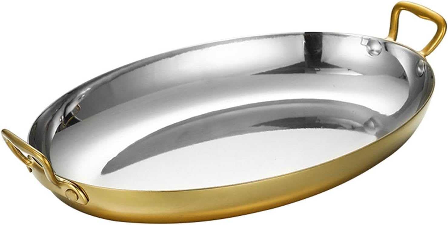 Piatto da portata in acciaio inox con doppi manici, piatto ovale per antipasto, vassoio per frutti di mare per pesce, carne, sushi e dessert, perfetto per feste e riunioni