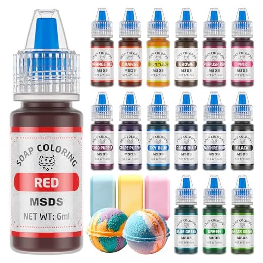 16 cores de tinta de sabão de banho – corante Wayin de sabão à base de líquido, coloração de grau alimentício, seguro para a pele, sabonete neon vibrante para fazer sabonete, kits de suprimentos de