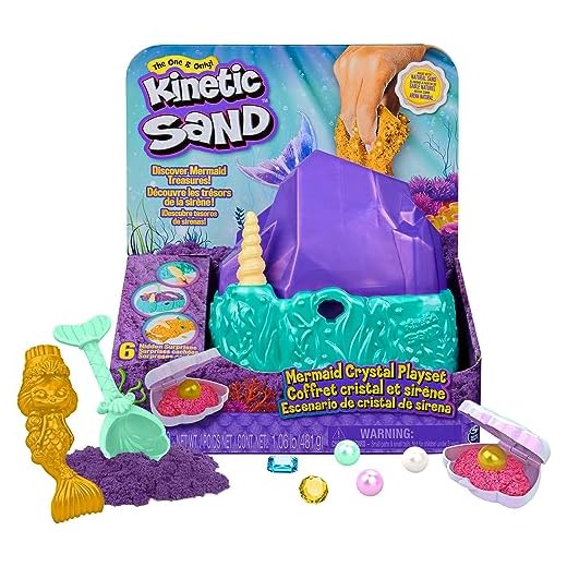 Kinetic Sand, Mermaid Crystal Playset, 1.06lbs of Play Sand, Gold Shimmer Sand, Storage and Tools, Sensory Toys for Kids Ages 3 and up