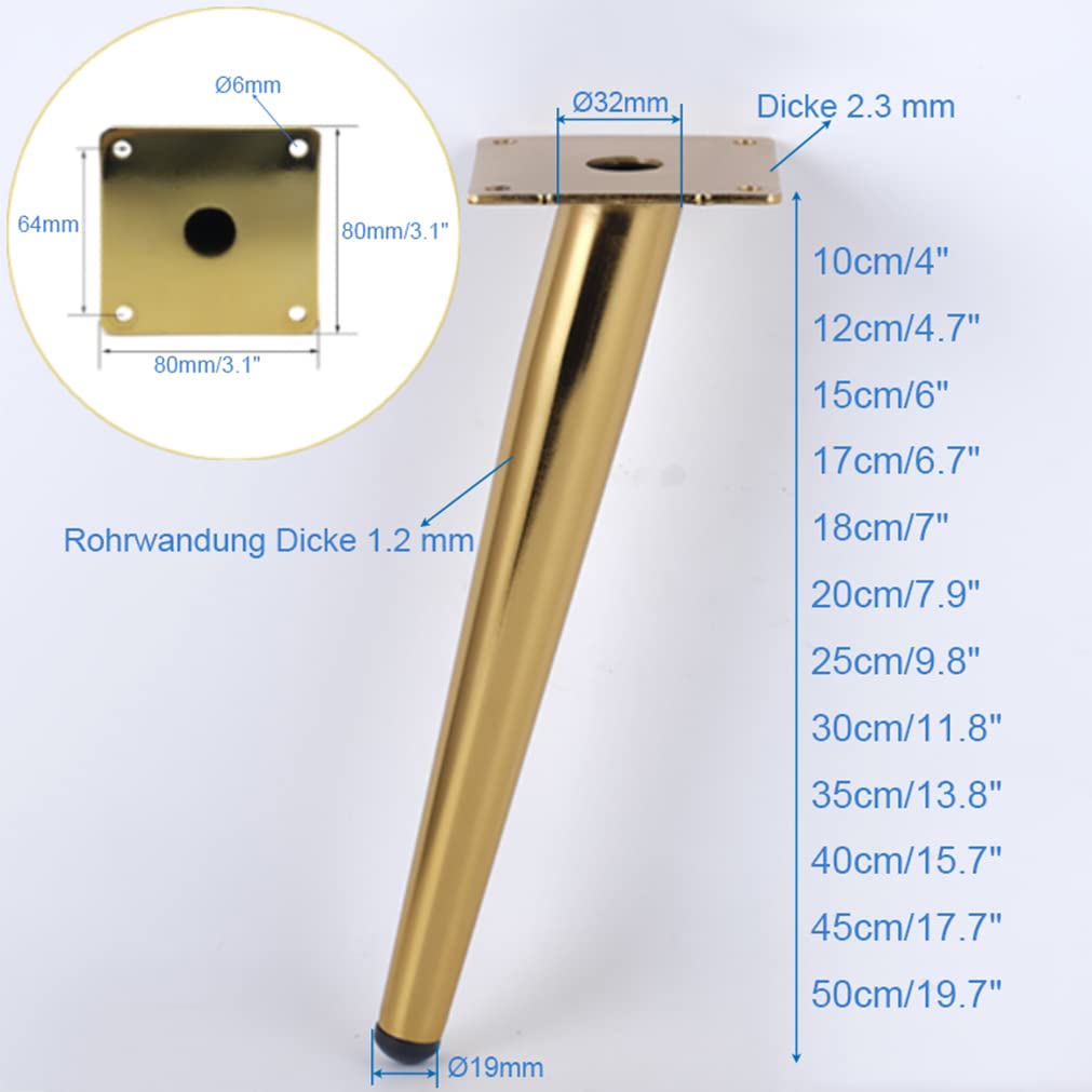Gambe regolabili in ferro per armadietto, confezione da 10 piedini in metallo da 55 cm, per credenza/comodino, design angolato da 40 cm, supporto durevole con viti per una facile installazione