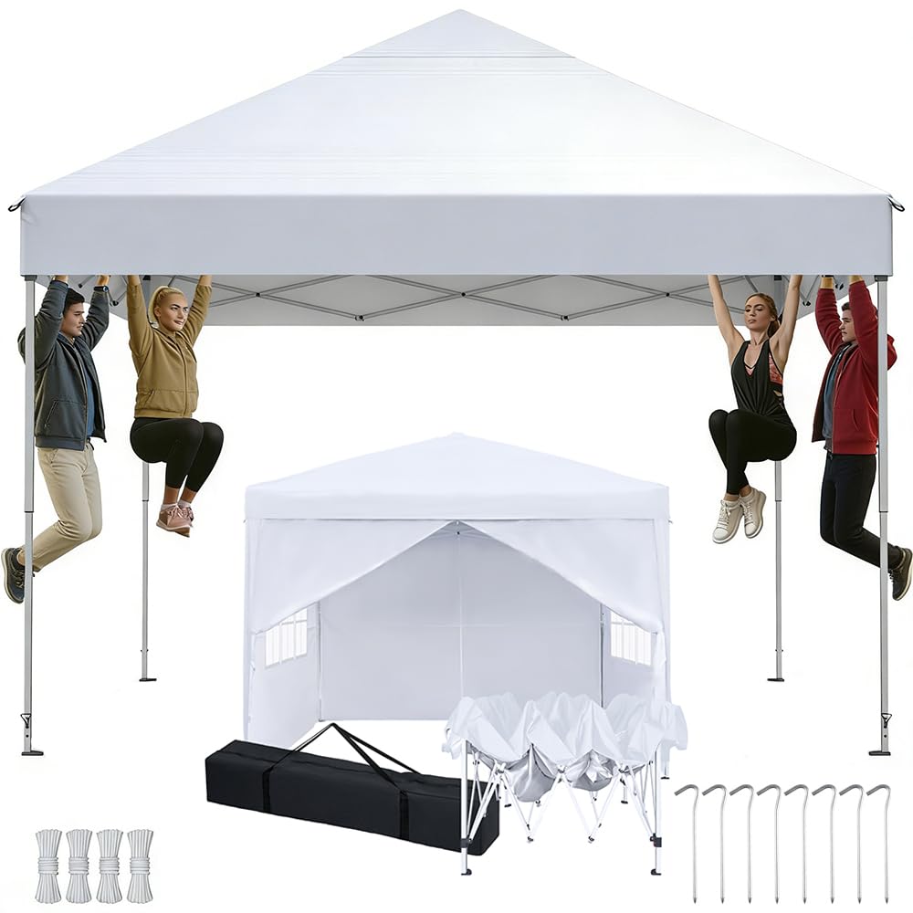 Kidsgigglz Faltpavillon, Pop-Up Pavillon Wasserdicht, UV-Schutz, Höhenverstellbar Partyzelt mit Seitenwänden, Stabil Gartenpavillon Festzelt mit Rolltasche