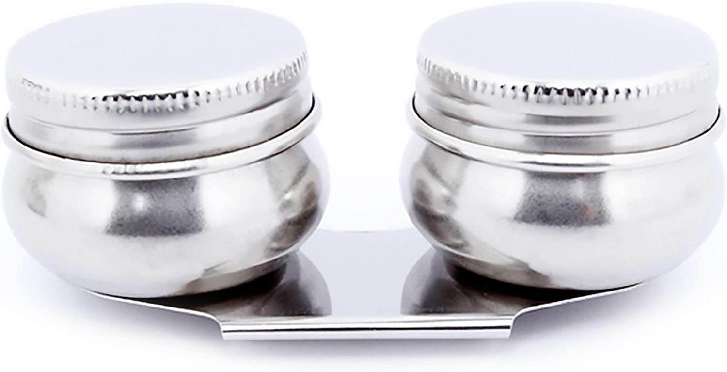 YASYU Oil Painting Palette Cup, Stainless Steel Double Dipper Oil Painting Pot Oil Paint Solvent Turpentine Container with Lid and Clip - 9.5 x 3 cm