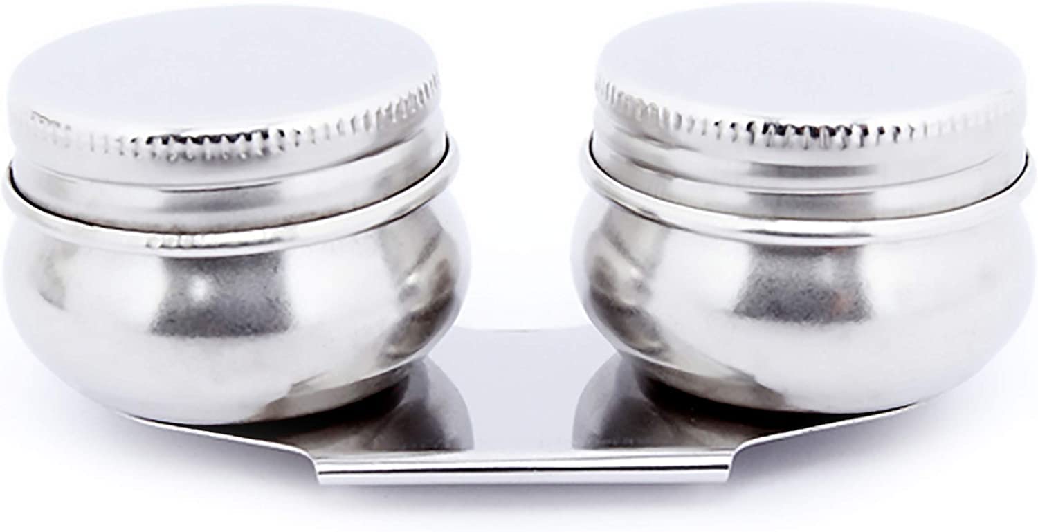 YASYU Oil Painting Palette Cup, Stainless Steel Double Dipper Oil Painting Pot Oil Paint Solvent Turpentine Container with Lid and Clip - 9.5 x 3 cm