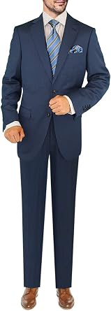 DTI GV Executive Mens Two Button Italian Wool Suit Faint Herringbone 2 Piece