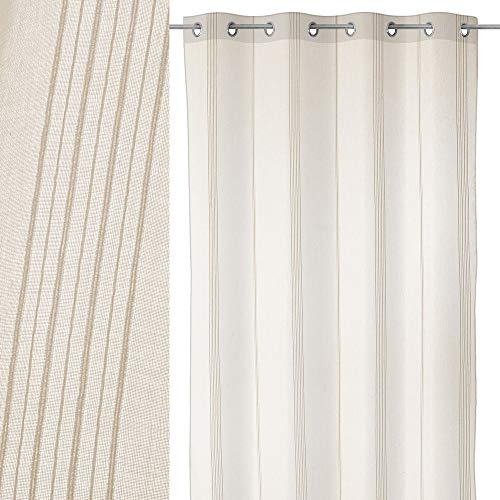 Lola Home, Visillo confeccionado con Cinta de ollados Beige nórdico de poliéster de 260x140 cm