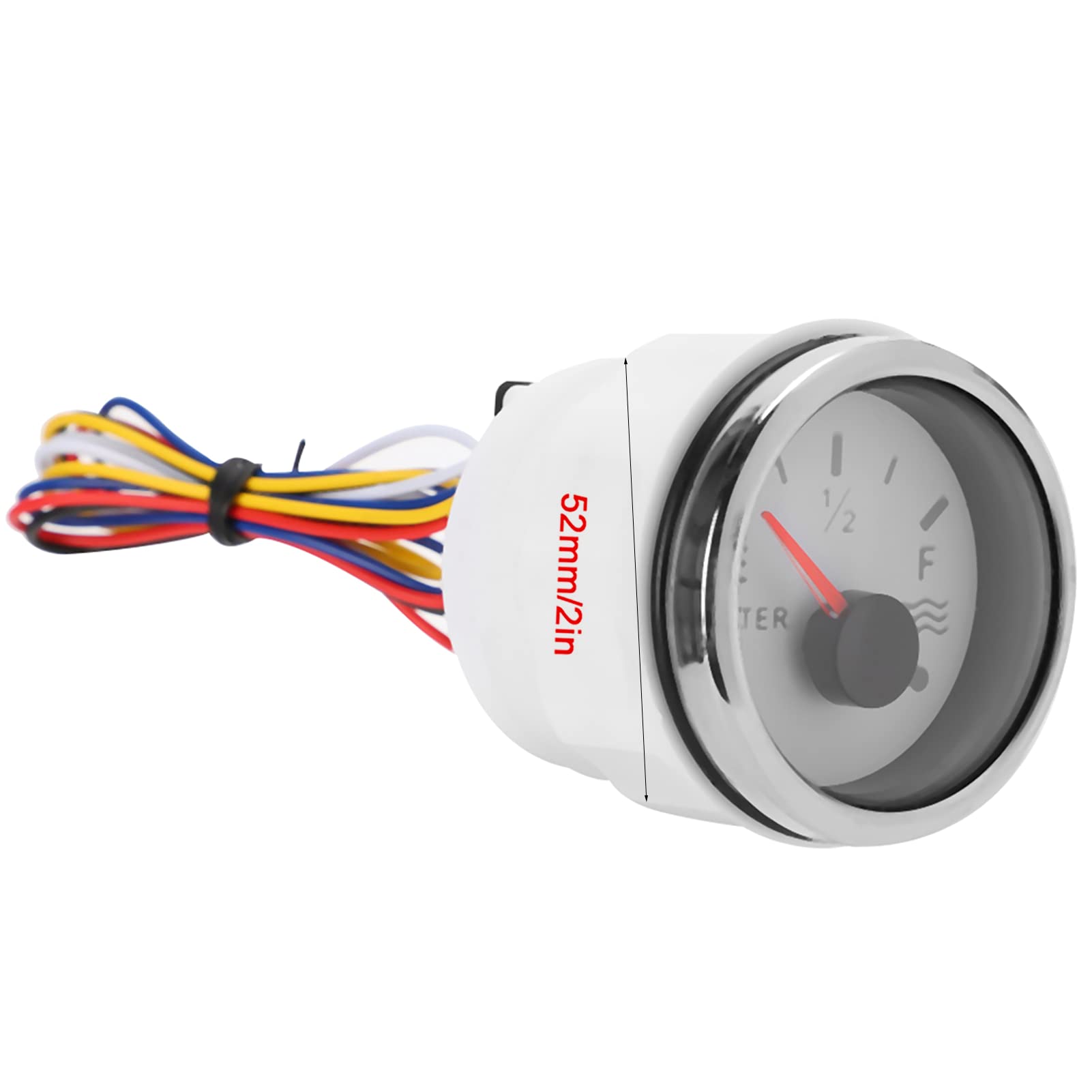 Indicateur de Niveau du Réservoir D'eau Smart Alarm 52 Mm / 2 Pouces de Niveau D'eau pour RV, Bateau, Yacht, avec Intraticaire Européen 0-190OHM, étanche et Anti-FOG (Blanc)