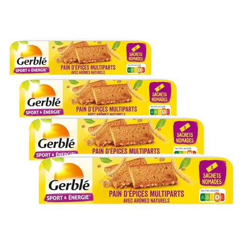 Gerblé Sport & Énergie Pain d’Épices Multiparts – Pain Moelleux au Seigle, Source de Glucides et Vitamine B1, Sans Conservateur, 8 Portions, 350 g