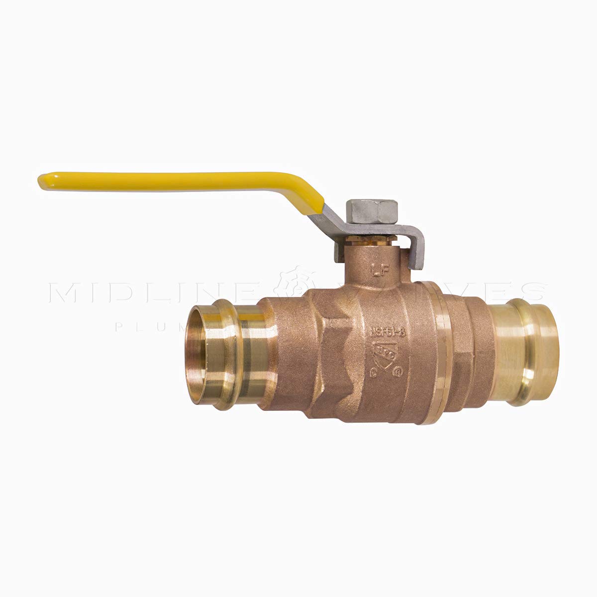 Midline Valve 532VLV001 Zawór kulowy z podwójnym pierścieniem O-ring, z złączami 2,5 cm, pełny port, odcięcie wody, mosiądz (5 szt.) (532VLV001-5)