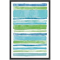 SIGNWIN Framed Canvas Wall Art Green, Blue and Teal Lines Color Block Pattern Geometric Shapes Watercolor Minimalism Modern Colorful for Living Room, Bedroom, Office - 16