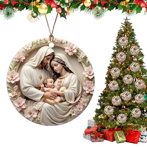 Del Nacimiento De Jesús | Recuerdo Navideño De La Sagrada Familia En Acrílico 2D - de Jesús para Árbol de Navidad - Para Mujeres, Hombres, Familia, Vecinos, Compañeros De Trabajo Y Profesores