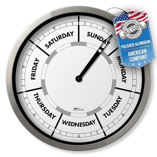 DayClocks Day of The Week Wall Clock with Aluminum Frame
