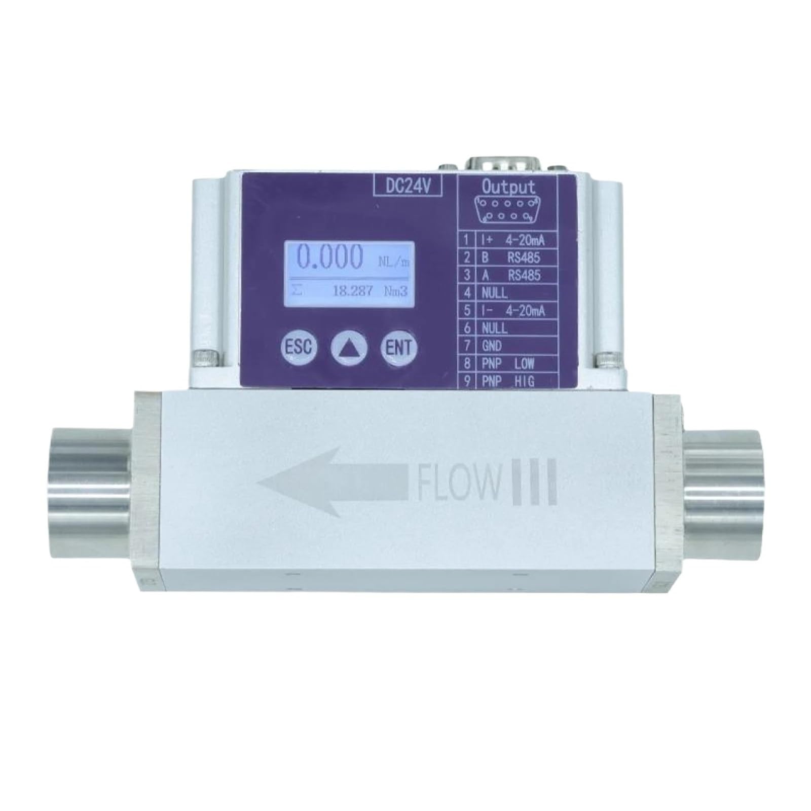 Wasserdurchflussmesser, RS485-Gas-Massendurchflussmesser, bidirektionaler digitaler Anzeigesensor for Luft-Stickstoff-Sauerstoff-Wasserstoff-Helium-Durchflusserkennung(Air-3-300NmL-min)