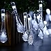 Icicle Solar String Lights,15.7ft 8 Light Modes 20 LED Water Drop Fairy String Lighting for Indoor/Outdoor Patio, Lawn, Garden, Party Decorations (White)