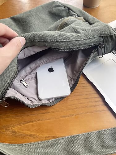 Large Canvas Messenger Bag with Multiple Pockets for Men and Women, Crossbody Shoulder Tote Hobo Laptop Bag4