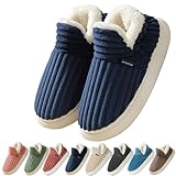Coswind Hausschuhe Damen Herren Winter Warme Geschlossen Plüsch Weiche Modern Bequeme Elegant Rutschfeste Memoryschaum Pantoffeln Marineblau 270