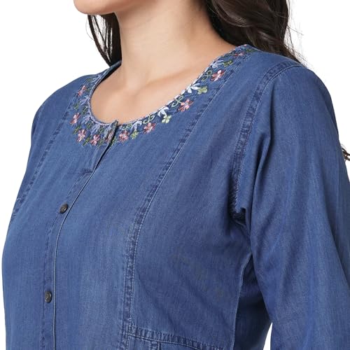 Image of GIA Denim Little Embroidery Kurti