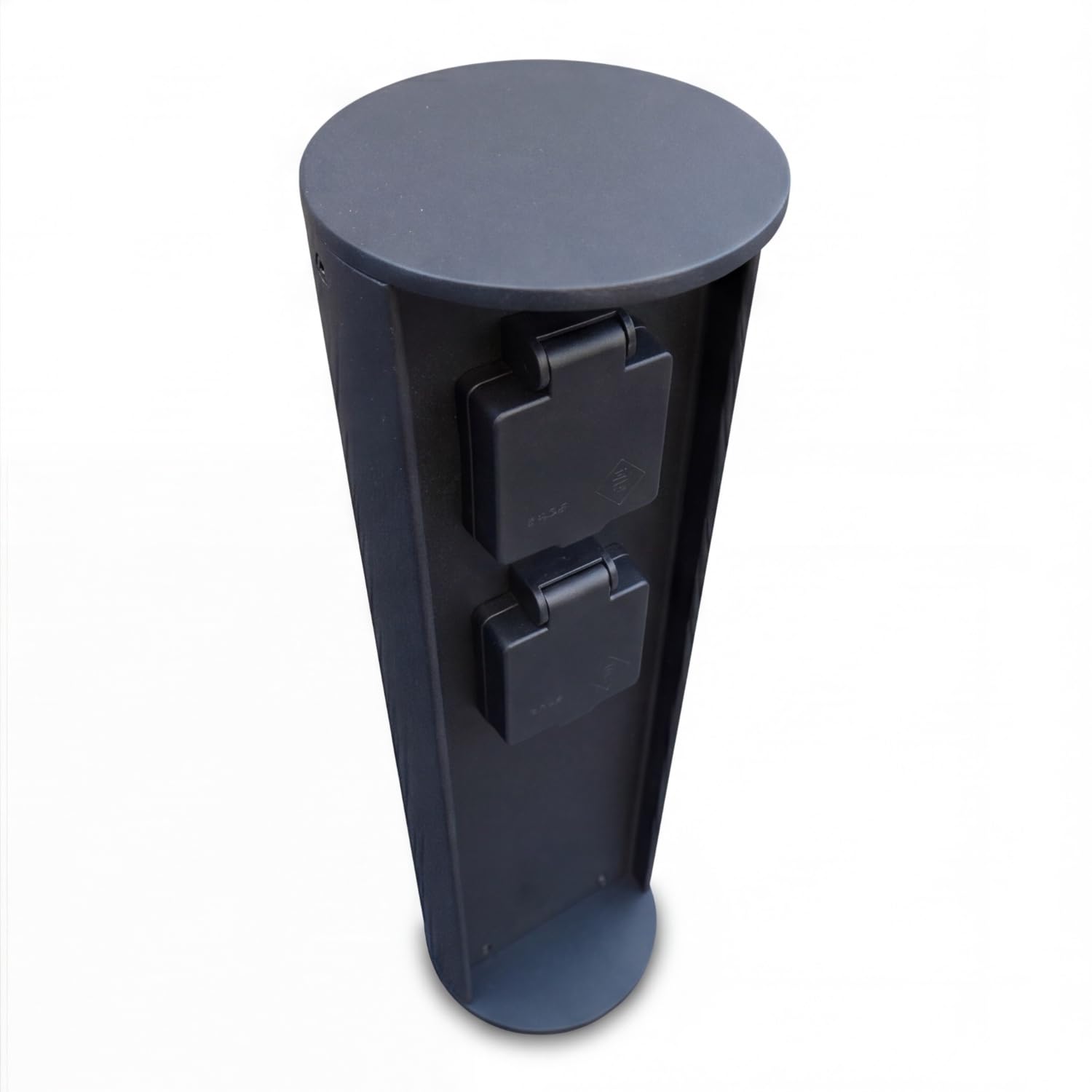 Colonnina di prese da esterno in alluminio nero IP44 presa da giardino con due prese H: 40 cm max. 3500 W resistente alle intemperie presa da esterno intramontabile ARKNON