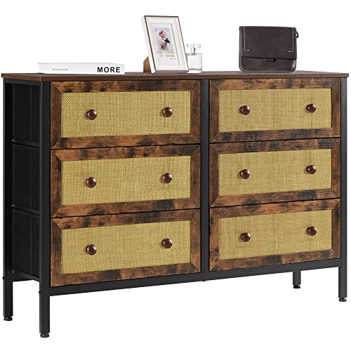 LYNCOHOME Dresser for Bedroom with 6 Drawers, TV Stand for 55" TV, Wide