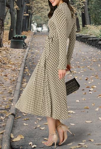 Image of KOH KOH Womens Long Sleeve Semi Formal Work Elegant Pockets Mini Midi Dress