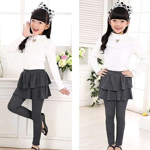 Girls Leggings Tutu Skirt Pants School Uniform Pants Stretchy Leggings Footess Tights Solid Ruffle Pantskirt2