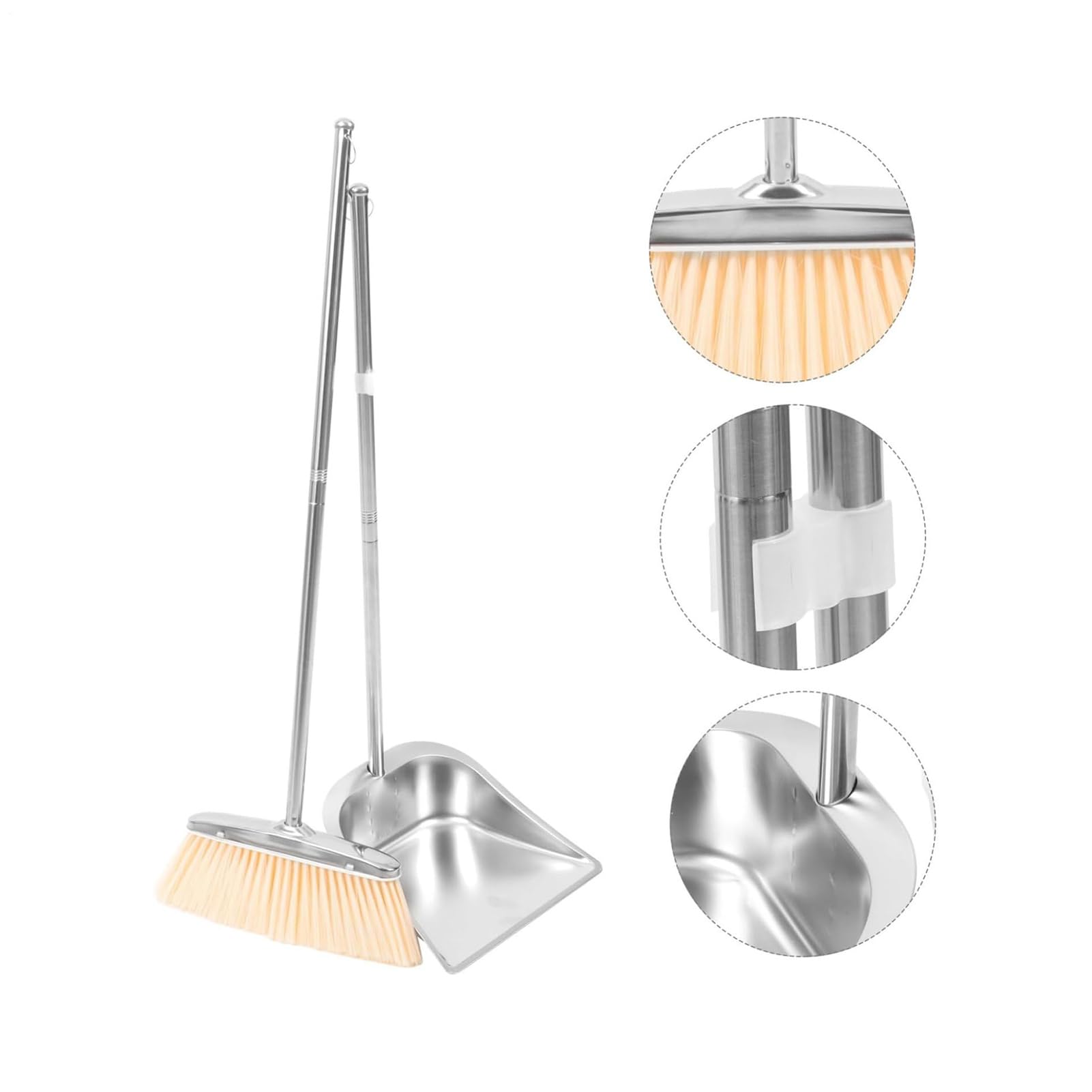 Besen mit Kehrschaufel Combo Set | Hartbodenreinigungsbesen | Bodenreinigungszubehör Edelstahl für Hausbesitzer Wohnung Terrasse Restaurant Arbeitszimmer Hartgarage Schlafzimmer Straße