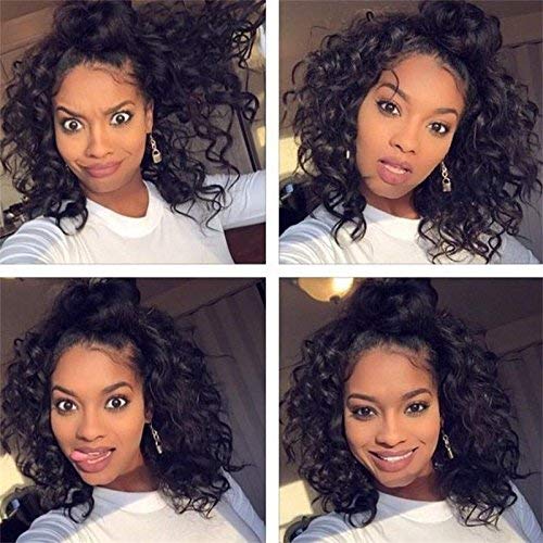 Chantiche Glueless Human Hair Wigs with Baby Hair, Pre Plucked Lace Front Wigs Human Hair for Women Brazilian Remy Curly Full Human Hair Lace Wig #1B 14inches