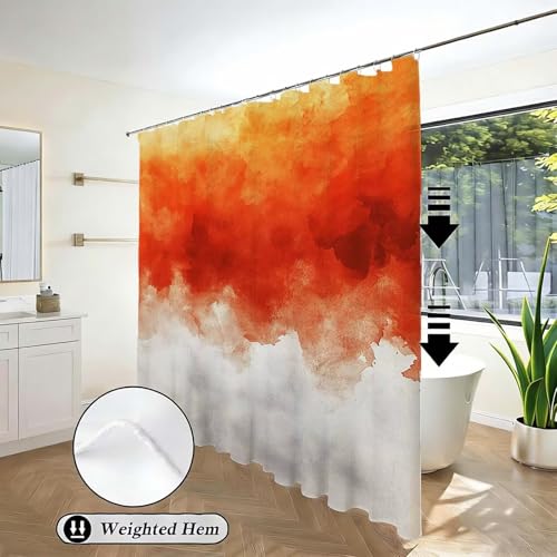 Rideau de douche orange 90x180 cm abstrait en polyester imperméable - 3