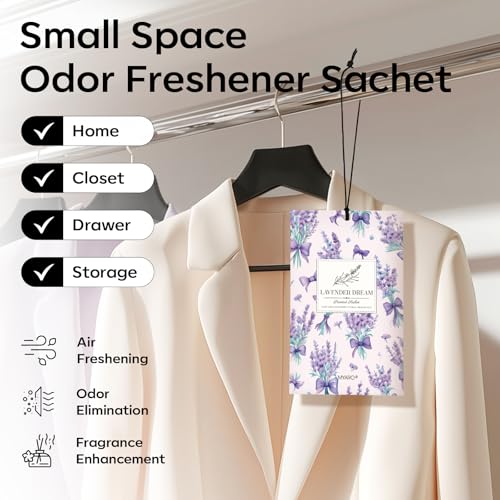 Image of MYARO 20 Packs Lavender Linen Scent Sachet Long Lasting Closet Drawer Deodorizer Home Air Freshener Room Odor Eliminator