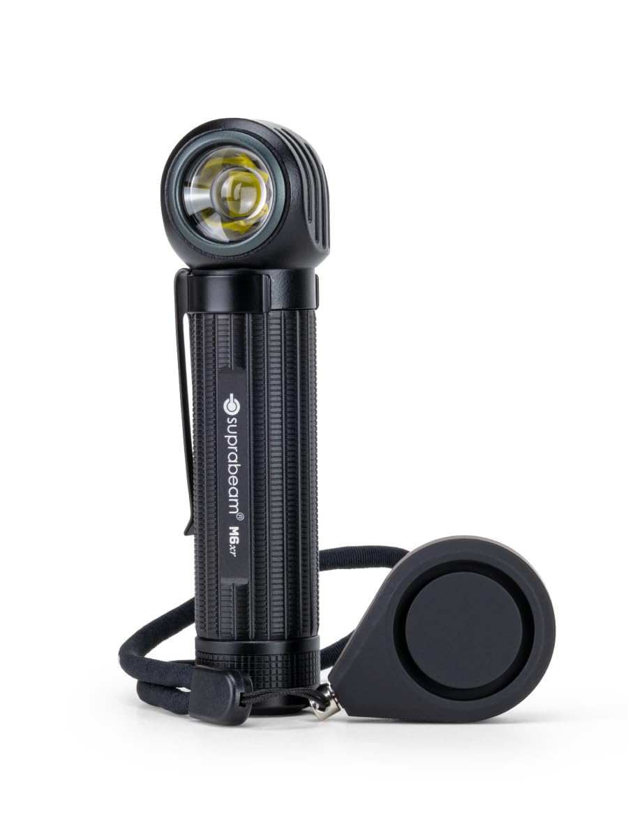 Suprabeam M6xr BodyGuard - Linterna de seguridad con luz estroboscópica y alarma de 120 dB, 2000 lúmenes, luz LED para protección y seguridad, recargable, incluye caja de regalo