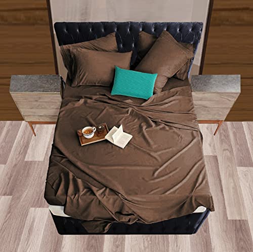 Image of Mocassi Hotel Luxury 1800 Thread Count Bedding Pillowcases King Size Set of 2 - Pillow Covers - Pillow Protector - Cooling Pillowcases (Set of 2 King Size 20 inch x 40 inch, Brown)