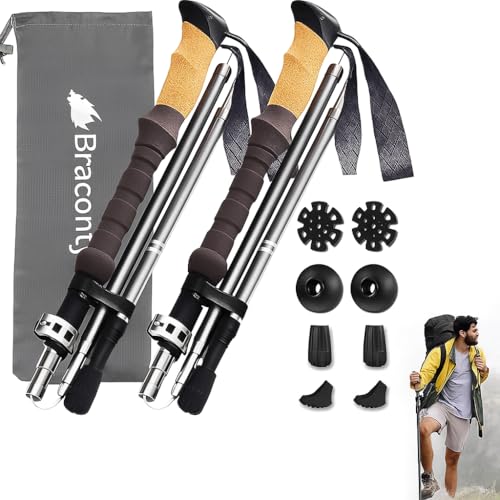 Bastones Trekking Plegables, 2 Bastones de Senderismo, Aluminio 7075, Ligeros, Regulables 120-135 cm, Mango de Corcho, 4 Pares de Topes, Ajuste Rápido, Montaña, Marcha Nórdica, Trail, Running, Walking Bastones Trekking Plegables, 2 Bastones de Senderismo, Aluminio 7075, Ligeros, Regulables 120-135 cm, Mango de Corcho, 4 Pares de Topes, Ajuste Rápido, Montaña, Marcha Nórdica, Trail, Running, Walking