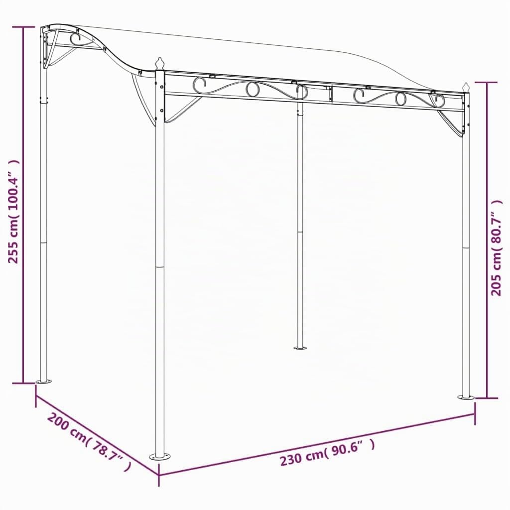 vidaXL Tettoia Antracite 2x2,3 m 180 g/m² Tessuto e Acciaio