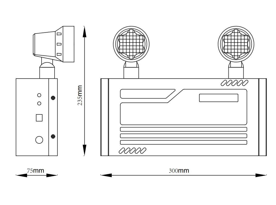 TANLUX Notlichter mit Fernbedienungsfunktionen, Batteriepack, CSA-gelistet, AC 120–347 V Eingang, kommerzielle Batterieeinheit, Notleuchten mit 2 x 2 Watt Kopf