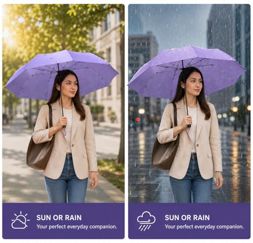 Image of Umbrella for Women | Umbrellas for Men | UV Coated 3 Fold Umbrella for Rain with Auto Open and Close Small Printed Folding Travel-Foldable Windshield
