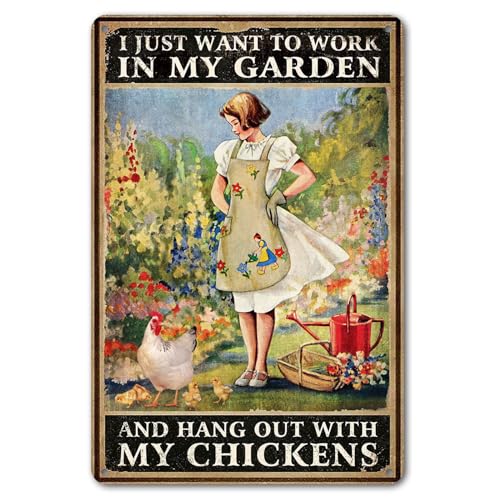 Funny-Chicken-Sign-Chicken-Coop-Sign-Wall-Decor-I-Just-Want-To-Work-In-My-Garden-Outdoor-And-Hang-Out-With-My-Chickens-8-x-12-276 Funny Chicken Sign Chicken Coop Sign Wall Decor I Just Want To Work In My Garden Outdoor And Hang Out With My Chickens 8 x 12 276