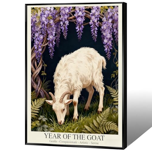 Chinese Lunar Year of the Goat Art Poster – White