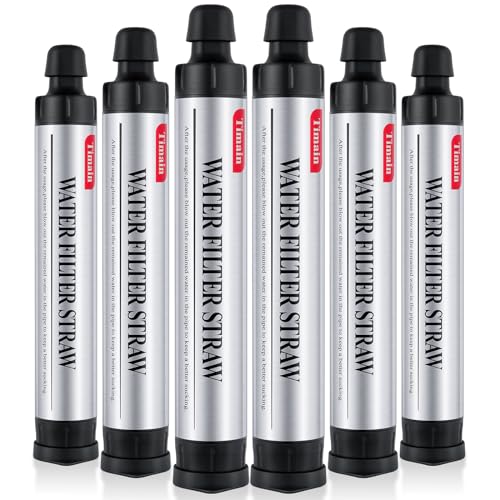 6 Pack Timain 4-Stage Filtration,High Flow Rate Water Filter Straw,Water Purifier Survival for Emergency Kits,Travel,Camping, Hiking,Fishing,Hunting (6)