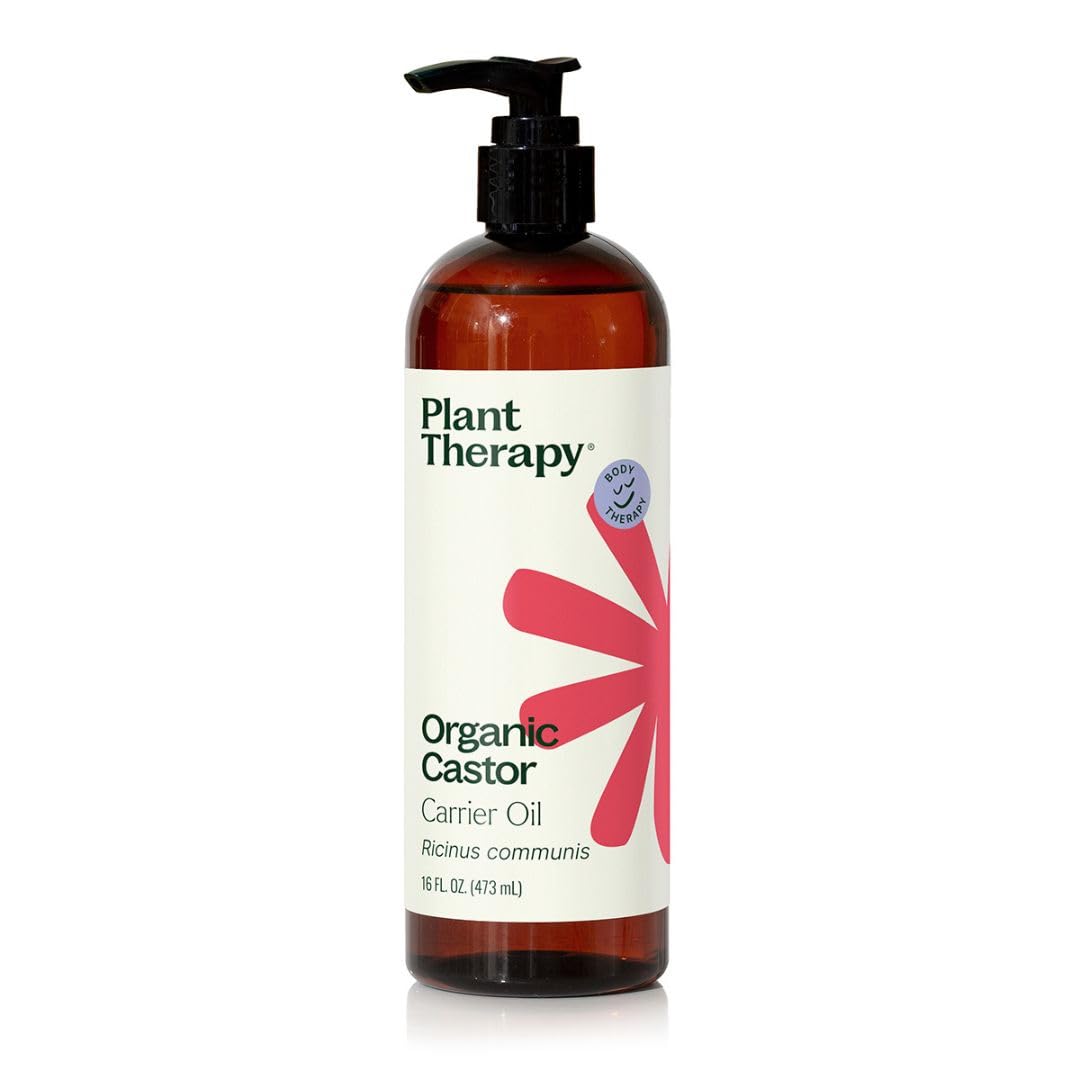 Plant Therapy Castor Oil USDA Organic Cold Pressed 100% Pure Hexane Free 16 oz Conditioning & Healing, For Dry Skin, Hair Growth, EyelashesUSDA Organic