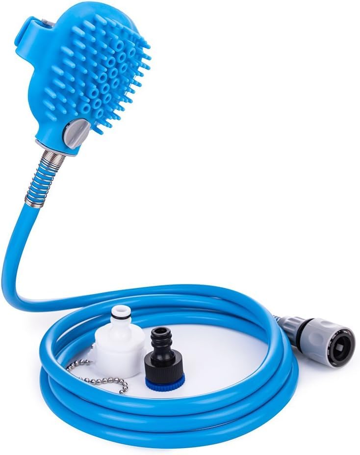 PET FUN® Premium Pet Bath Gift Pack – Handheld Dog Shower Sprayer & Silicone Massager for Dogs & Cats | Extendable Hose for Indoor/Outdoor Use | Easy Cleaning & Grooming Set for Pets