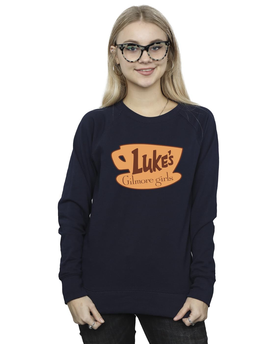 Absolute Cult Gilmore Girls Women's Luke's Logo Sweatshirt Navy Blue Small