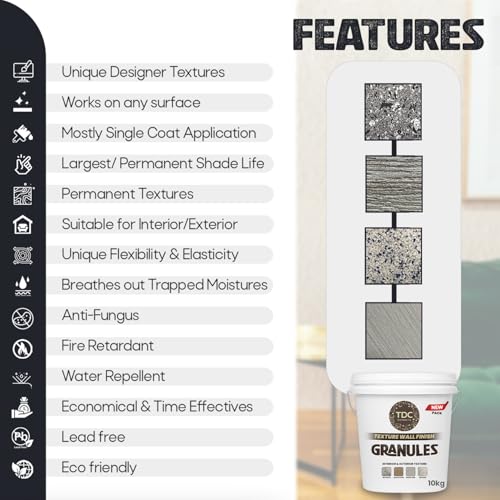 Image of The Decor Co. Marble Texture Wall & Floor Paint with 3D Designer Stone and Granite Luxury Finish Washable Water Resistant Acrylic Emulsion for Interior Exterior Home Decor DIY (1Pc, Granuls Red, 5kg)