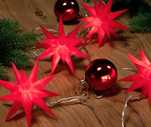 3D Leuchtstern Lichterkette mit 10 LED-Sternen, ca. 6,75m + Zuleitung,...