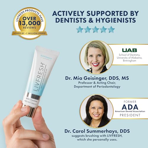 Image of LIVFRESH Toothpaste Gel, Clinically Proven to Remove Plaque 250% Better, Does Not Irritate Gums, Reduces Tartar Buildup, Peppermint, 2 Pack