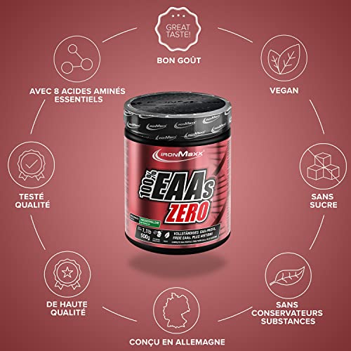 IronMaxx 100% EAAs Zero - Poudre d'acides aminés - Sans sucre au goût Pastèque - 1 x boîte de 500g – Image 6